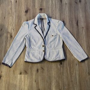 Juicy Couture Women’s Size Large Navy and White Striped Blazer Jacket